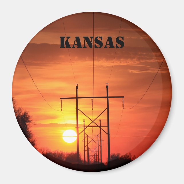 Kansas Power line Sunset closeup Magnet (Front)