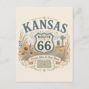 Kansas Prairie Route 66 Greeting Postcard
