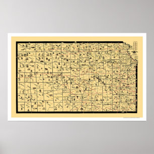 Kansas Railroad Map 1897 Poster