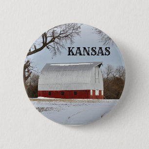 Kansas Red Barn Button