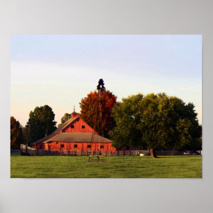 Kansas Red Barn in Autumn Poster