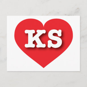 Kansas Red Heart - I love KS Postcard