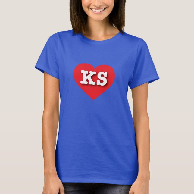 Kansas Red Heart - I love KS T-Shirt (Front)