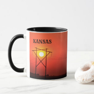 Kansas Red Power Line sunset COFFEE MUG