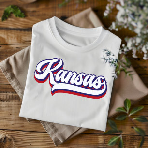 Kansas Red White and Blue Vintage Script T-Shirt