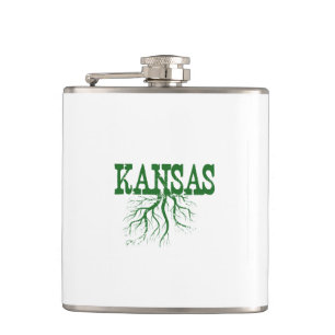 Kansas Roots Word Art Hip Flask