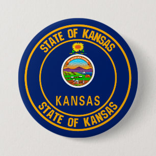 Kansas Round Emblem 7.5 Cm Round Badge