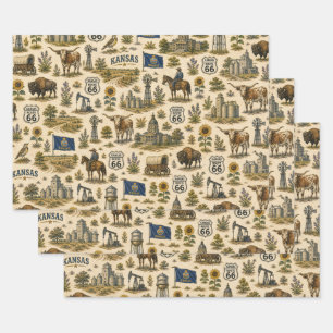 Kansas Route 66 Prairie Gift Wrapping Paper Sheet