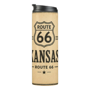 Kansas Route 66 Prairie Miles Coffee Travel Thermal Tumbler