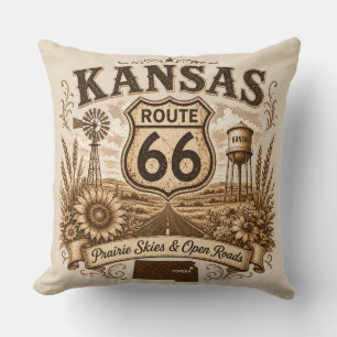 Kansas Route 66 Prairie Skies Heritage Cushion