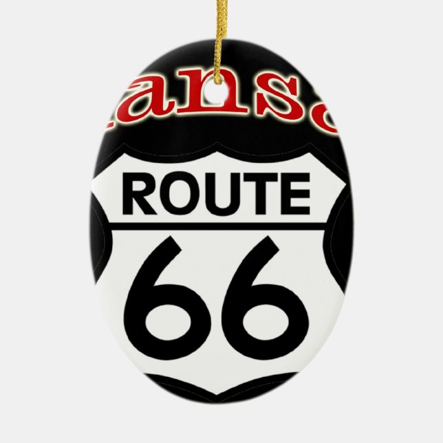 Kansas Route 66 Shield Ceramic Tree Decoration (Front)