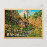Kansas Save The Date Rustic Cabin Mill Woods