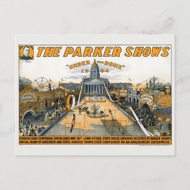 Kansas Semi-Centennial. State House Grounds. Postcard (Front)