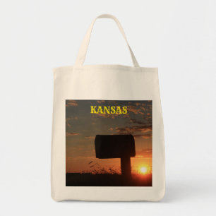 Kansas Silhouette Sunset Mail Box Tote Bag