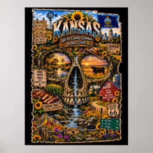 Kansas Skull Art Print   State of Mind