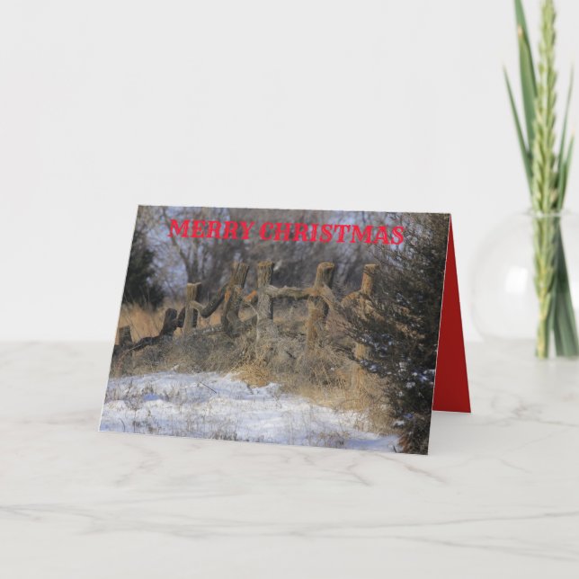 Kansas Snowy Wooden Fence Greeting Card (Front)