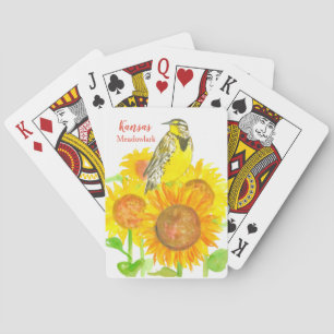 Kansas Souvenir Meadowlark Bird Sunflowers Playing Cards