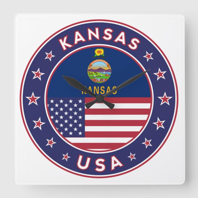 Kansas Square Wall Clock (Front)