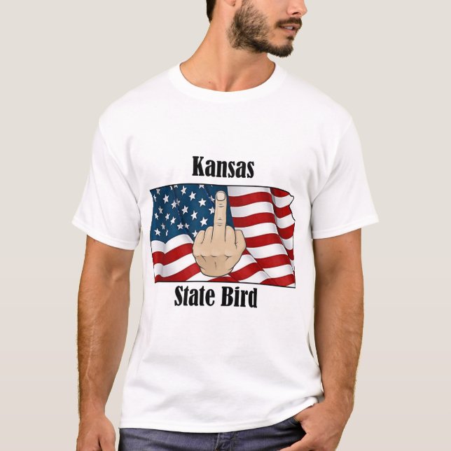 Kansas state bird t-shirt middle finger flag (Front)
