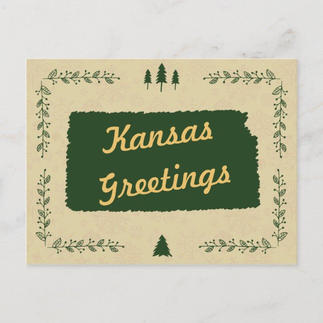 Kansas State Christmas Holiday Greetings Postcard (Front)