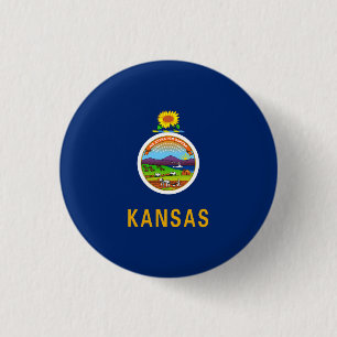 Kansas State Flag 3 Cm Round Badge