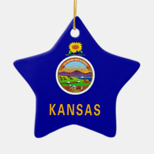 Kansas State Flag Ceramic Tree Decoration
