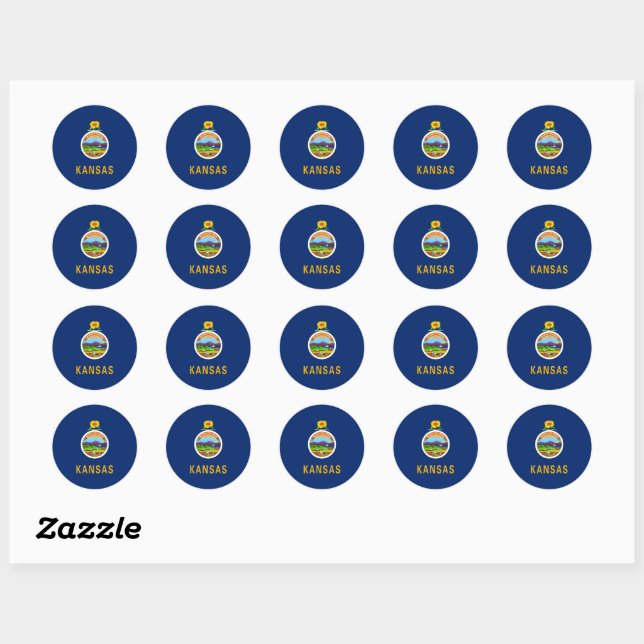 Kansas State Flag Classic Round Sticker (Sheet)