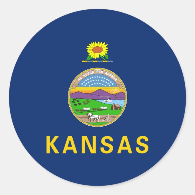 Kansas State Flag Classic Round Sticker (Front)