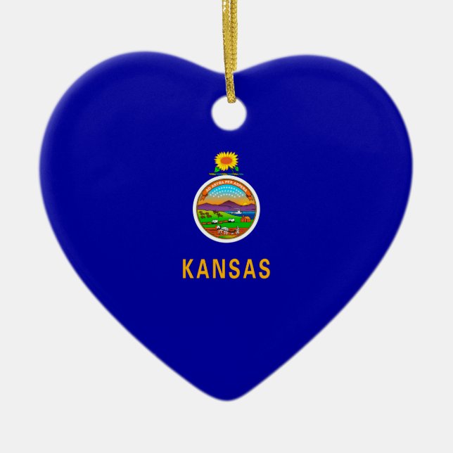 Kansas State Flag Design Ceramic Tree Decoration (Front)