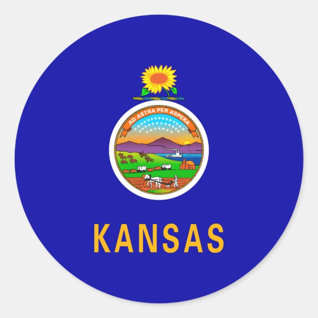 Kansas State Flag Design Classic Round Sticker (Front)