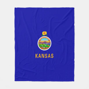 Kansas State Flag Design Fleece Blanket