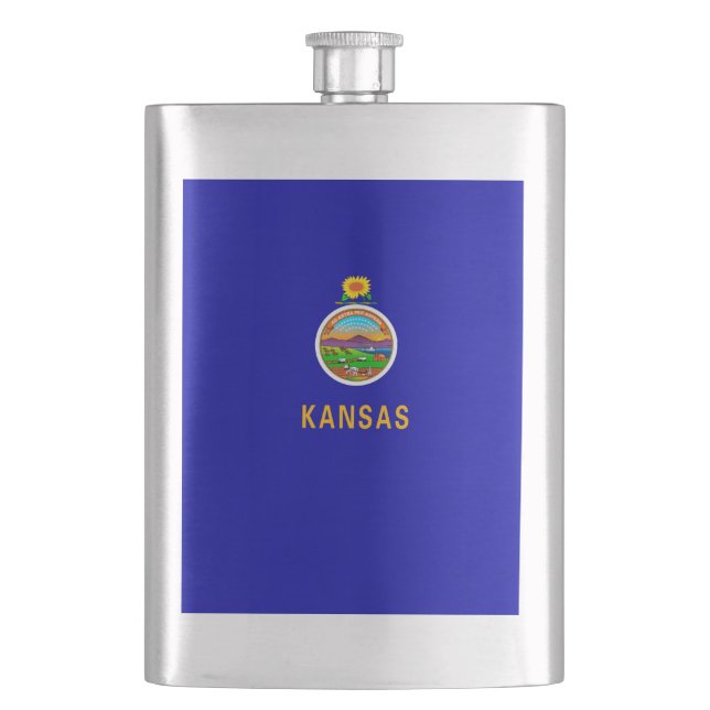 Kansas State Flag Design Hip Flask (Front)