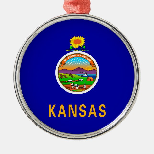 Kansas State Flag Design Metal Tree Decoration (Front)
