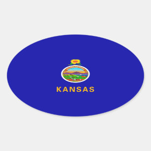 Kansas State Flag Design Oval Sticker