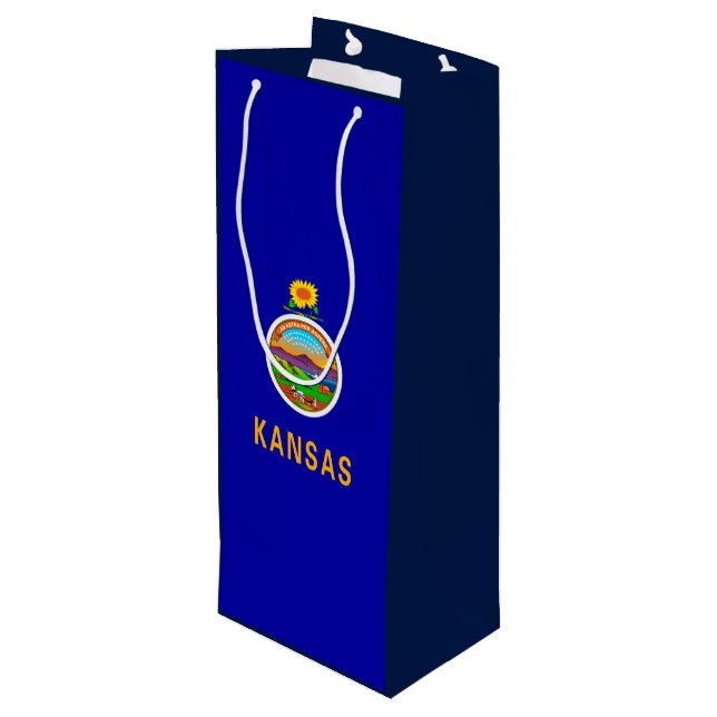 Kansas State Flag Design Wine Gift Bag (Back Angled)