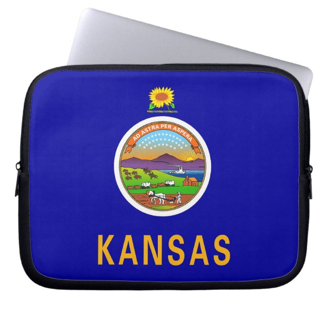 Kansas State Flag Laptop Sleeve (Front)