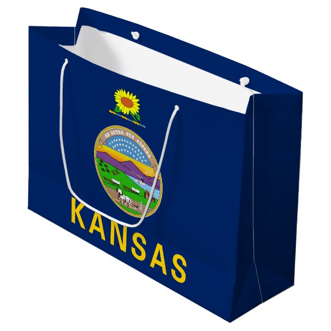 Kansas State Flag Large Gift Bag (Front Angled)