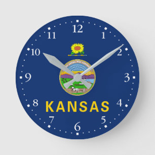 Kansas State Flag Round Clock