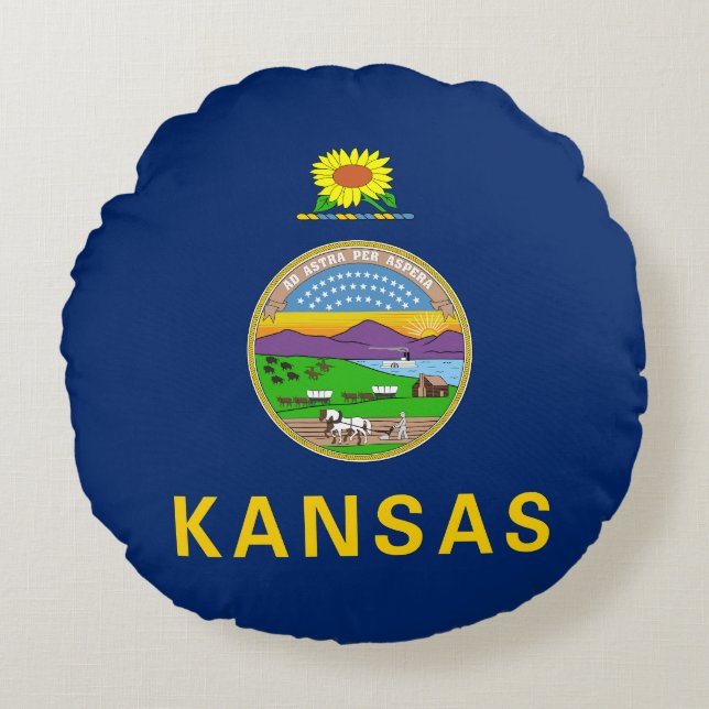 Kansas State Flag Round Cushion (Front)