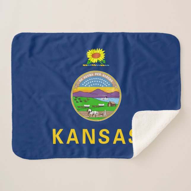 Kansas State Flag Sherpa Blanket (Front (Horizontal))