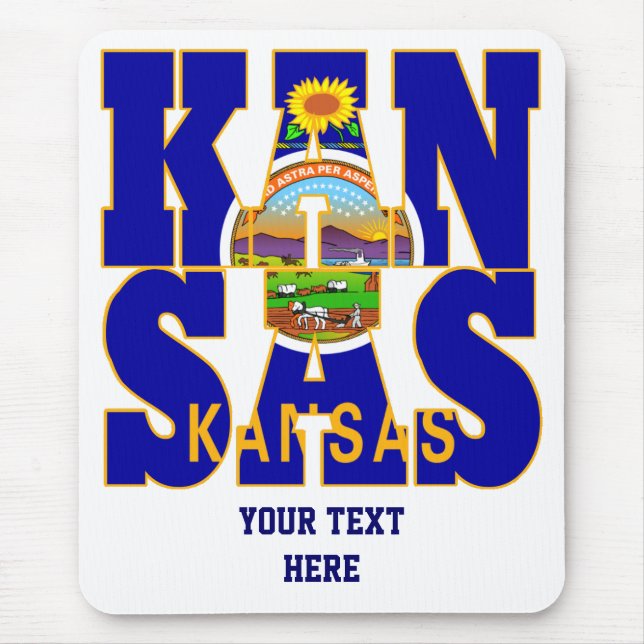Kansas state flag text mouse mat (Front)