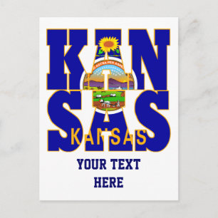 Kansas state flag text postcard