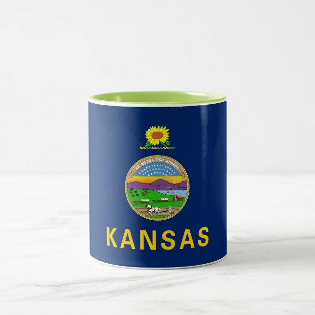 Kansas State Flag Two-Tone Coffee Mug (Center)