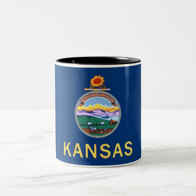Kansas State Flag Two-Tone Coffee Mug (Center)