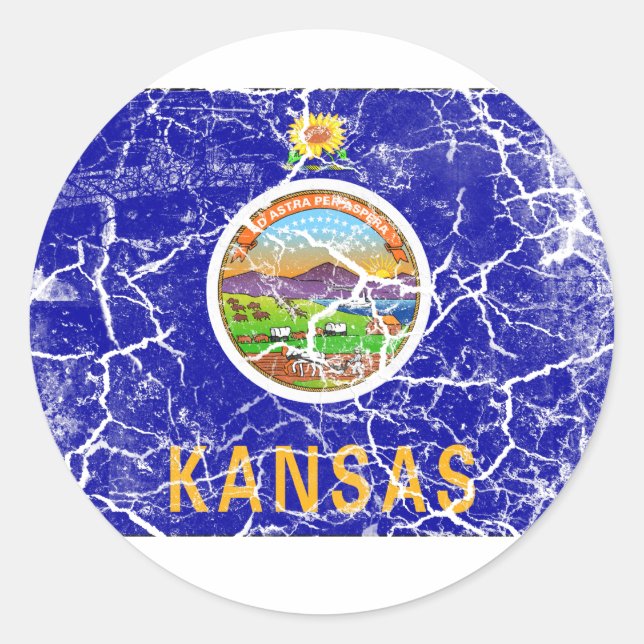 Kansas State Flag Vintage Classic Round Sticker (Front)