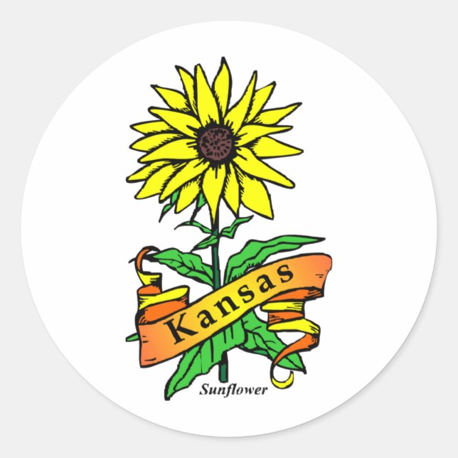 Kansas State Flower Classic Round Sticker (Front)