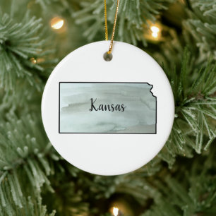 Kansas State Illustration Ceramic Tree Decoration