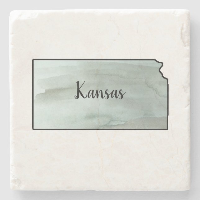 Kansas State Illustration Stone Coaster (Front)