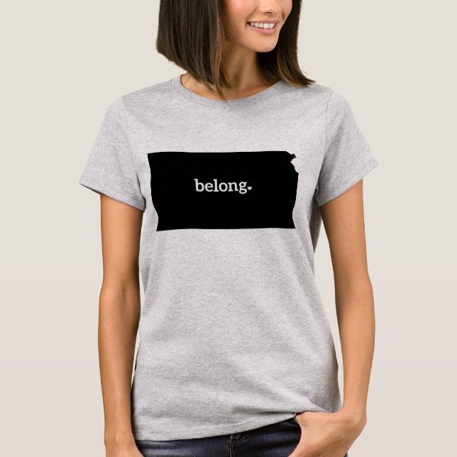 Kansas State Map Belong T-Shirt (Front)