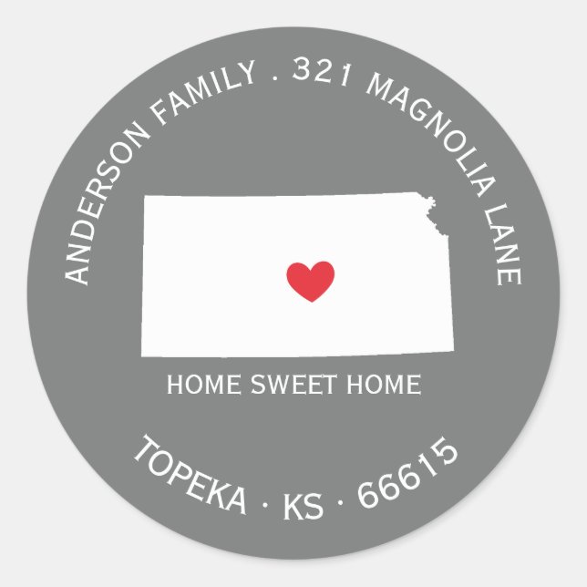 KANSAS State | New Home Address Label Sticker (Front)
